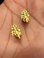Gold-Plated Trishul & Om Stud Earrings for Men