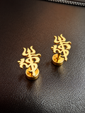 Gold-Plated Trishul & Om Stud Earrings for Men