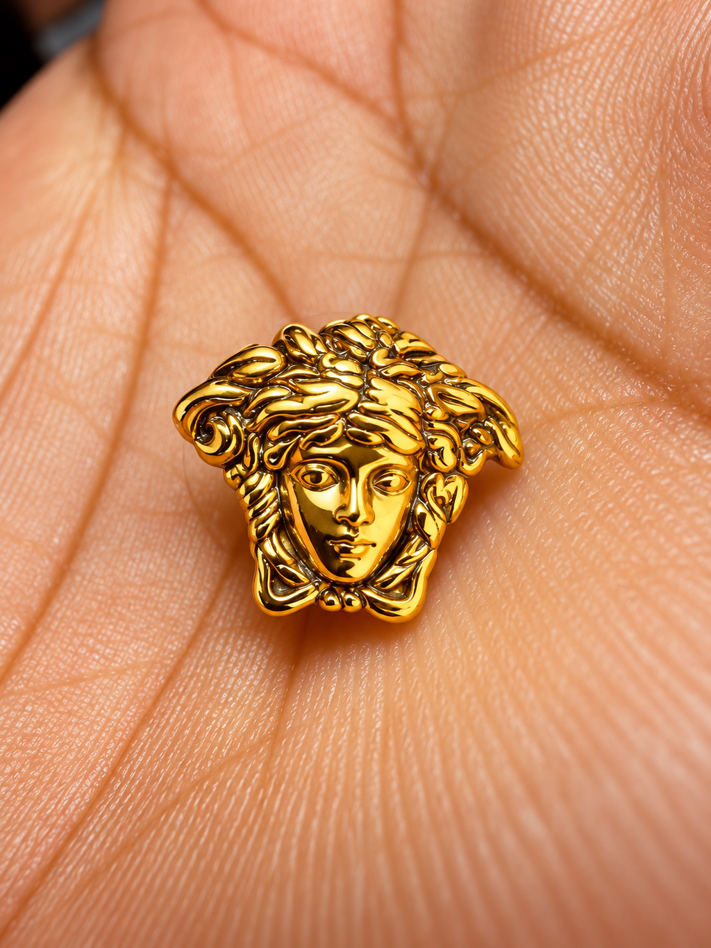 Gold-Plated Medusa Stud Earrings for Men