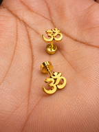 Gold-Plated Om Stud Earrings for Men