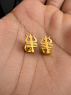 Gold-Plated Trishul Stud Earrings for Men