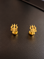 Gold-Plated Trishul Stud Earrings for Men