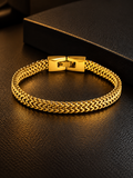 Gold-Plated Braided Chain Bracelet for Men