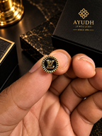 Ayudh Jewellers — Black & Gold Monogram Stud
