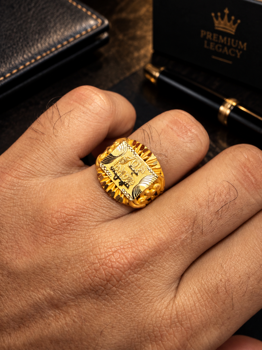 Gold-Plated Mahakal Statement Ring for Men | Ayudh Jewellers