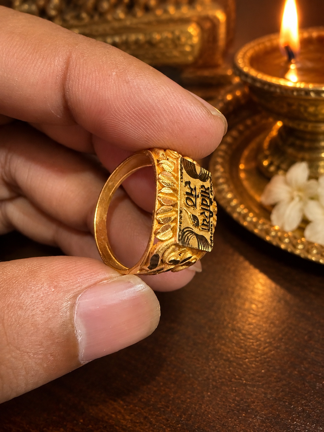 Gold-Plated Mahakal Statement Ring for Men | Ayudh Jewellers