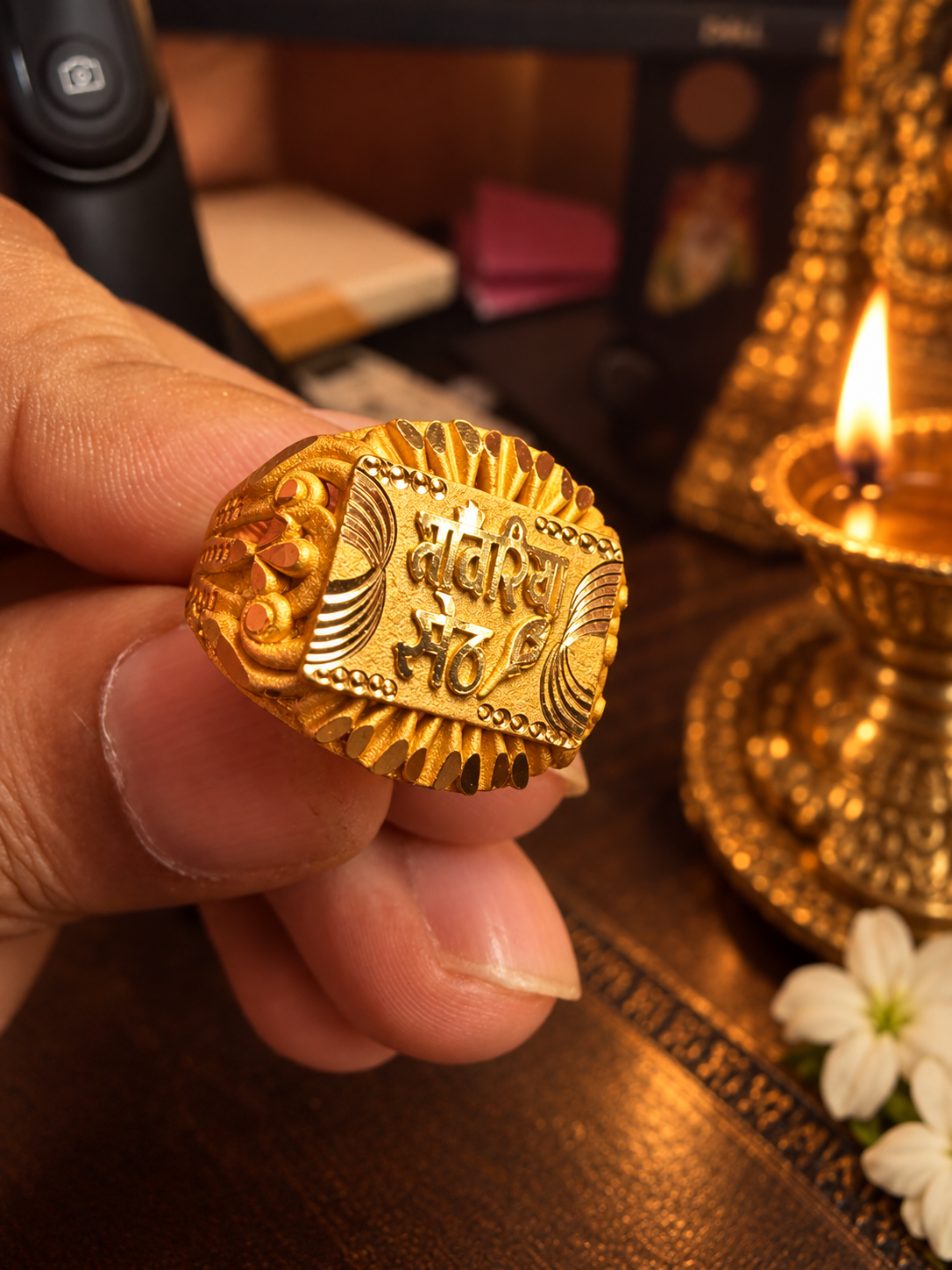 Gold-Plated Mahakal Statement Ring for Men | Ayudh Jewellers